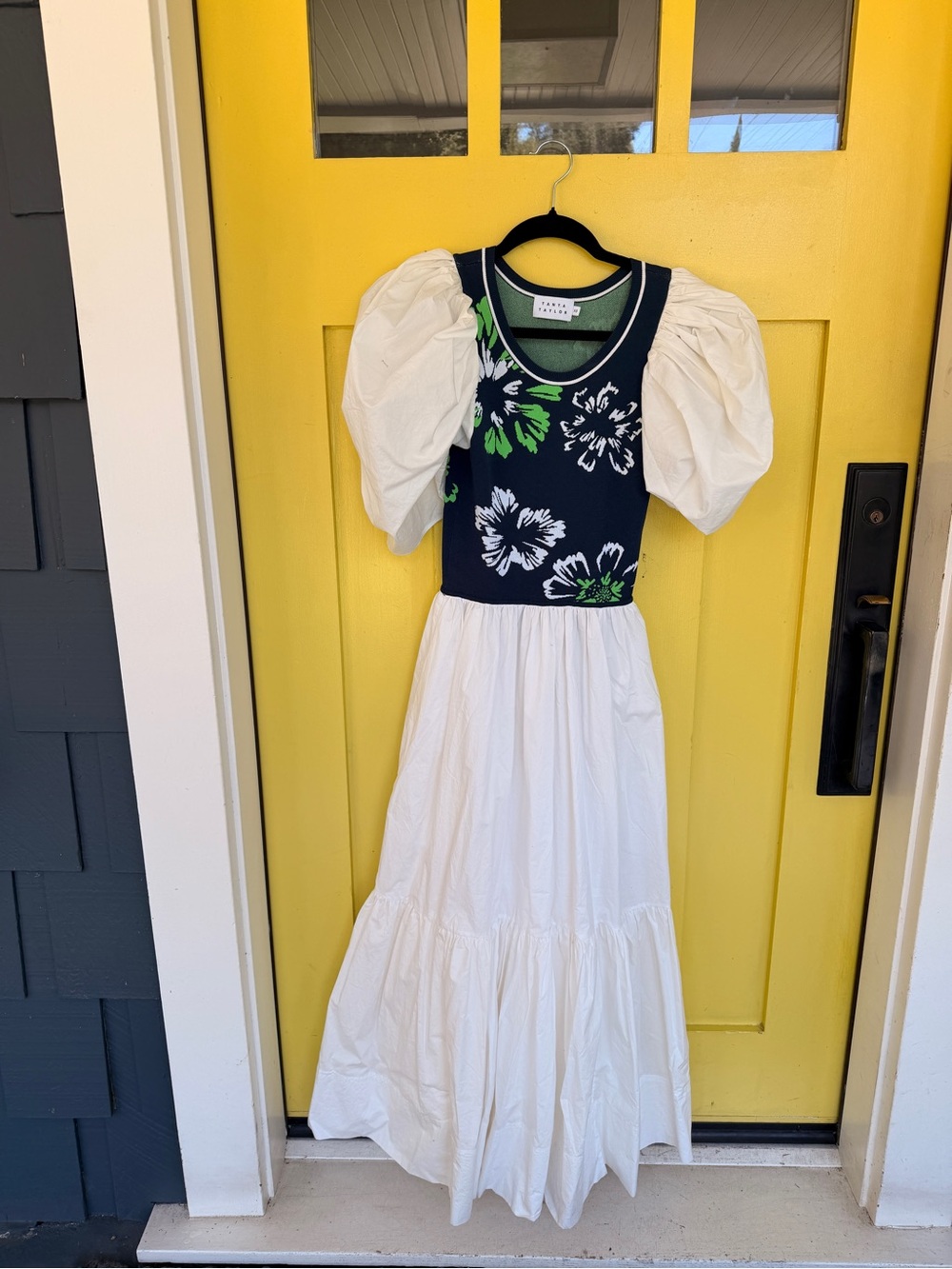 Tanya Taylor Naomi dress in white cotton poplin with knit bodice